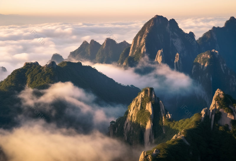 云雾缭绕的山峰自然风景,高清,摄影图,摄影图片,图片大全,摄影图免费下载